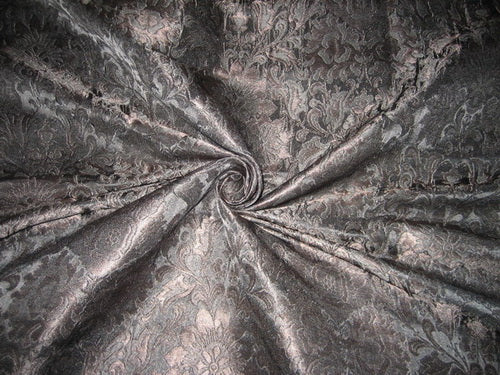 Heavy Silk Brocade Fabric Black &amp; Metallic bronze color 44" wide BRO117[5]