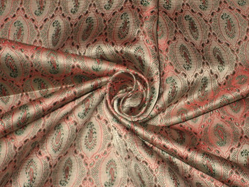 Silk Brocade Fabric Nude,Green & Red 44" wide BRO145[2]