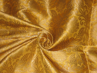 Silk Brocade Fabric Metallic Gold & Mustard color 44" wide BRO149[4]
