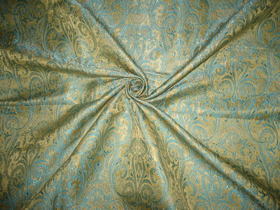 Silk Brocade Fabric Gold,Blue & Metallic Gold color 44" wide BRO149[5]