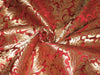 PURE HEAVY SILK BROCADE FABRIC RICH RED &amp; GOLD 44&quot;