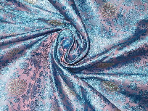 Silk brocade fabric Lavender &amp; Blue colour 44&quot; single length 0.50 cms BRO37[1]