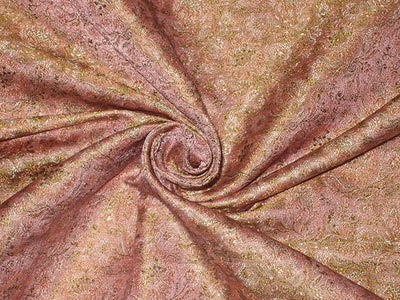 Silk Brocade fabric baby pink & green 44" wide BRO157[4]