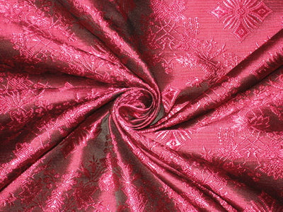 SILK BROCADE FABRIC Pink &amp; Black colour 44" wide Vestment design BRO159[2]