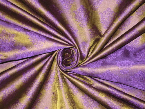 Silk Brocade Fabric Iridescent Green &amp; Purple 44" wide BRO162[1]