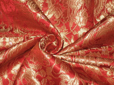 Pure Heavy Silk KING KHAB Brocade Fabric Red &amp; Gold BRO96[2]
