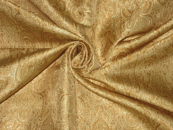 Silk Brocade Fabric Antique Gold,Gold &amp; Bronze