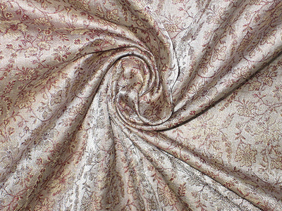 SILK BROCADE FABRIC Brown &amp; Beige 44&quot;BRO55[5]
