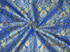 Heavy Silk Brocade Fabric royal blue turquoise blue x metallic gold