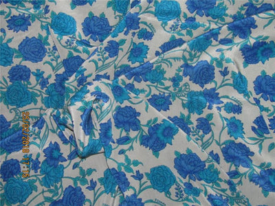 Pure silk CDC crepe printed fabric 16 mm weight available in two colors grey with blue floral and yellow with mustard floral