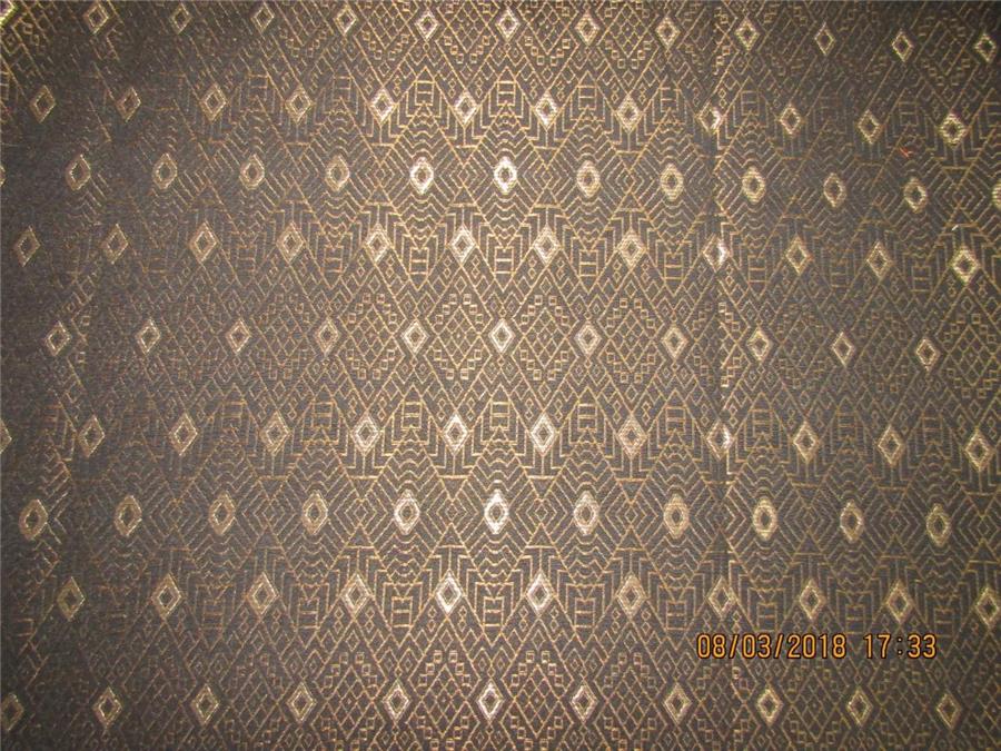 Heavy Silk Brocade Fabric Black x metallic gold 36'