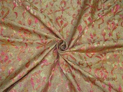 Heavy Silk shaded brocade pink x metallic gold 36&quot; available for bulk preorder