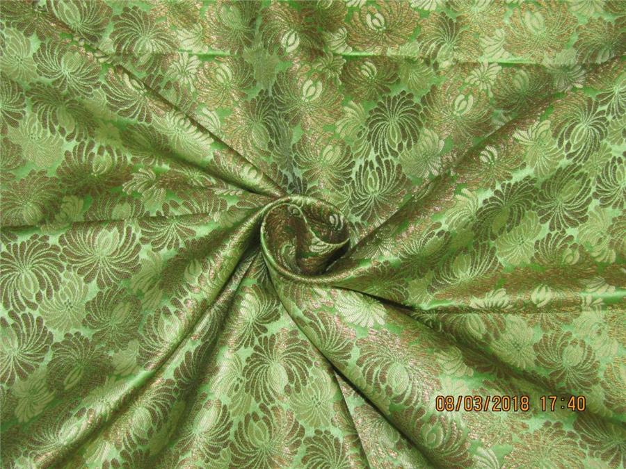 Heavy Silk Brocade Fabric olive green x metallic gold color 36" wide BRO571[3]