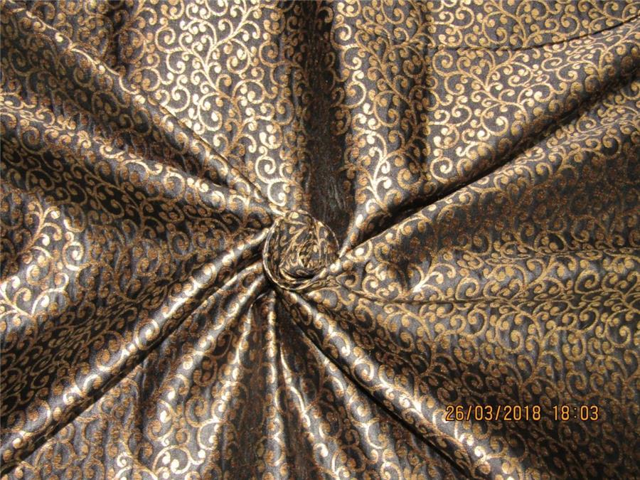 Reversible Brocade Fabric black x gold Color 44&quot;