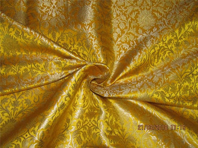Silk Brocade fabric yellow x metallic gold 44&quot;