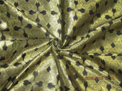 Silk Brocade Fabric black x Metallic Gold vestment 44&quot;