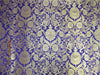 Heavy Silk Brocade Fabric Royal Blue x Metallic Gold color 36&quot;