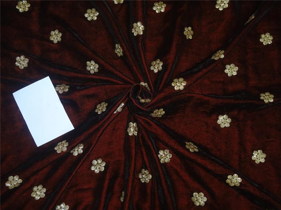 Iridescent Embroidered Maroon Micro Velvet Fabric ~ 44&quot; wide