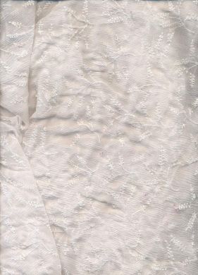White silk chiffon fabric 44&quot; wide embroidered with white matching beads - The Fabric Factory