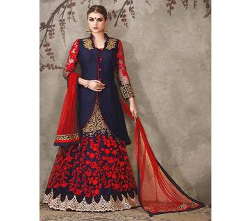 SILK BROCADE FABRIC Iridescent Blue &amp; Red colour 44&quot;BRO235[2]
