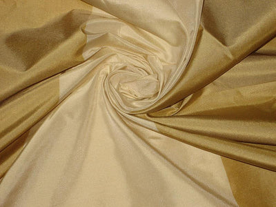 100% Silk taffeta fabric mustard yellow & gold cream stripes 54"wide Taf#S42