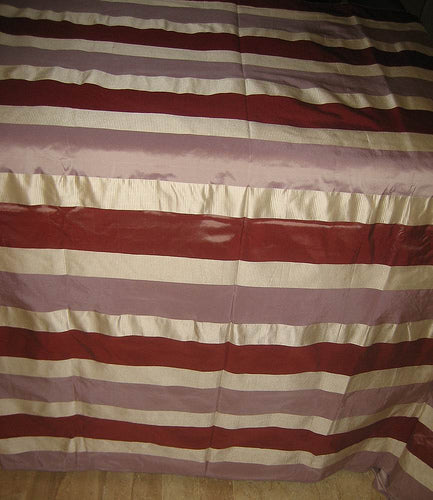 SILK TAFFETA FABRIC multi colour horizontal stripes 54&quot; wide