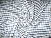 Turquoise blue, steel grey & white plaids SILK TAFFETA FABRIC 54&quot; wide
