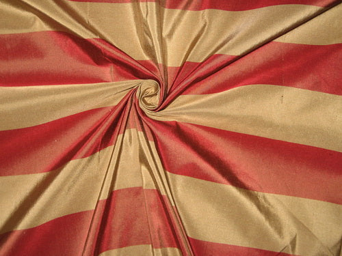 Silk Taffeta Fabric Dark Red &amp; Dark Beige stripes 54&quot; wide TAFS9