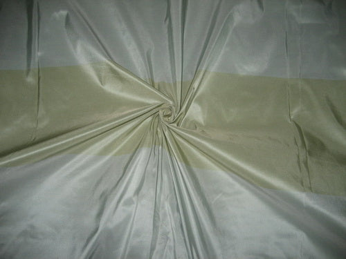 Silk Taffeta Fabric Very Light Blue &amp; Olive stripes 54" wide Taf#S54