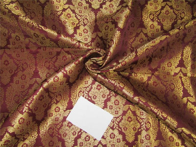Brocade fabric burgundy x metallic gold color 44&quot;wide