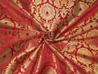 Brocade fabric Red x metallic gold color 44&quot;wide