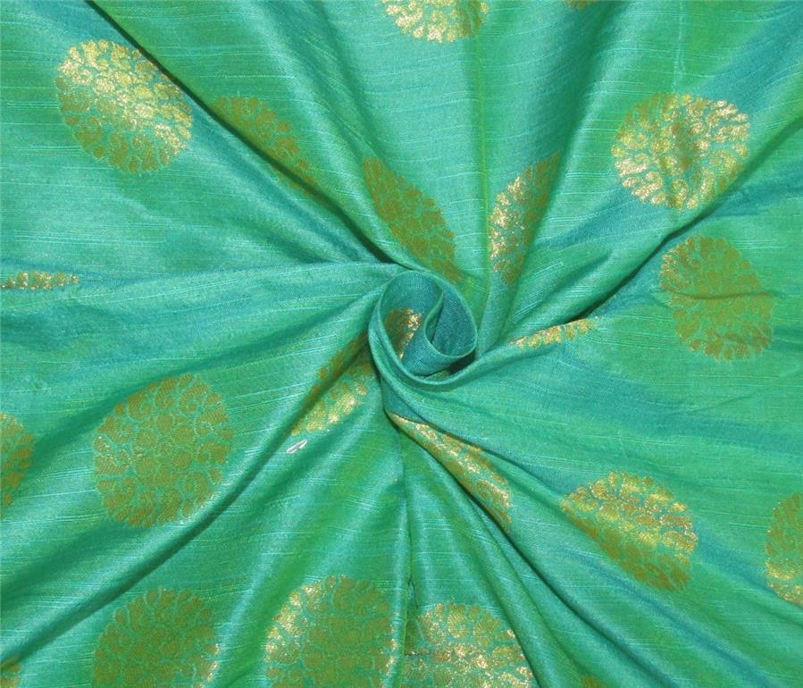 Brocade fabric Green x metallic Gold Color 44&quot;BRO597[2]