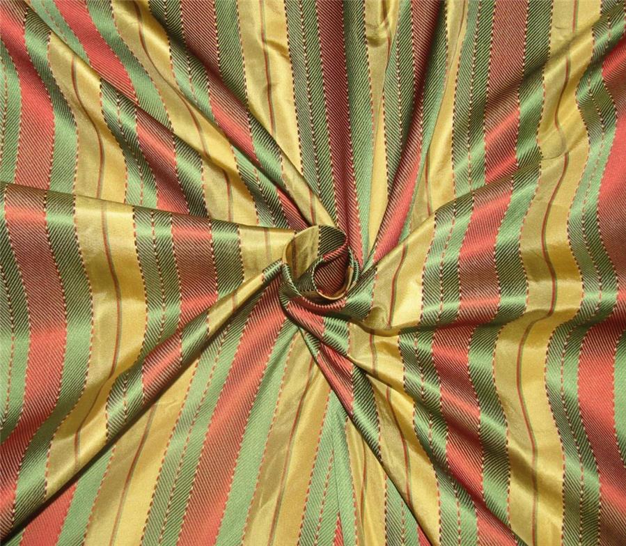 Silk Taffeta Fabric herring bone yellow,green &amp; maroon color stripe TAFS152/4 -54&quot; wide