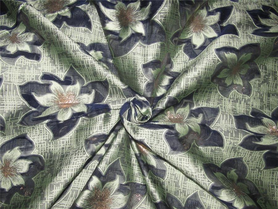 Brocade fabric navy /mint x metallic gold color 60&quot; wide Bro616[1]