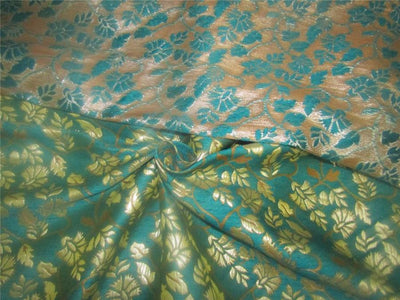 Reversible Brocade fabric Green x metallic gold color 44&quot; wide