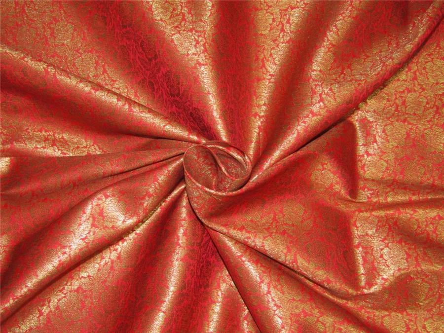 Brocade fabric red x metallic gold color 44&quot; wide