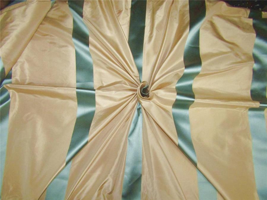Silk Taffeta Fabric champagne x blue satin stripes TAFS151 54&quot; wide