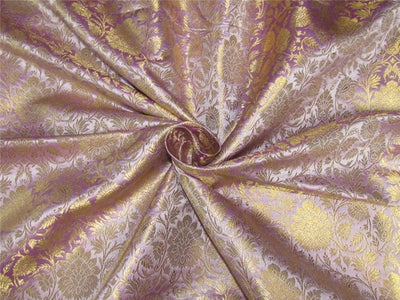 Brocade fabric lilac x metallic gold color 44&quot; wide