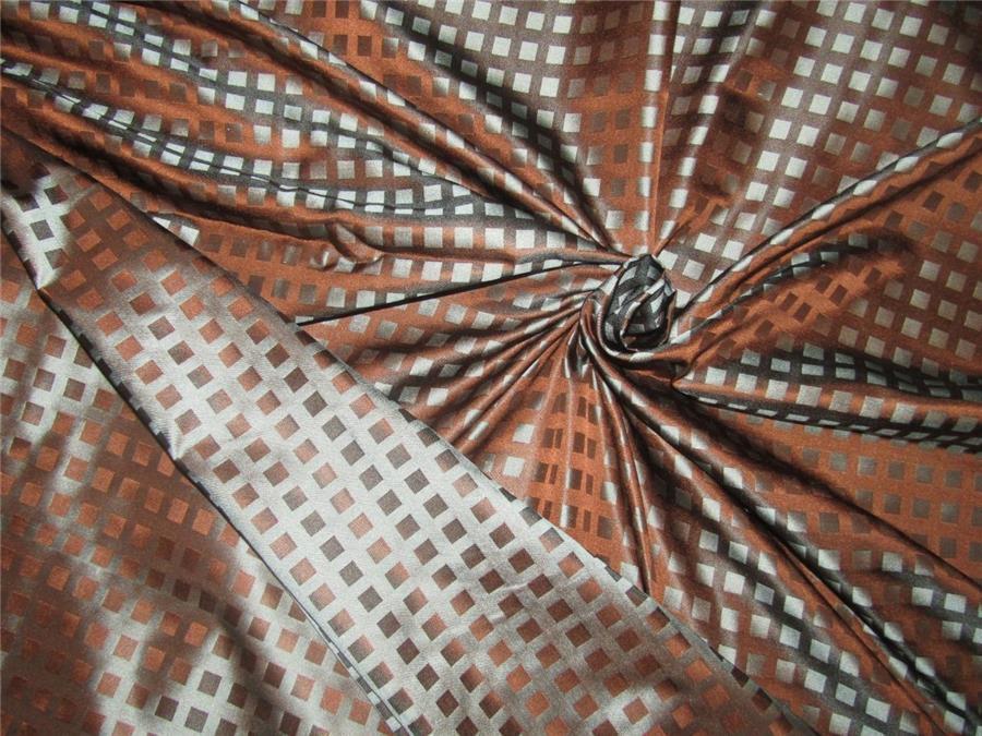 100% silk tafetta plaids brown x blueish grey color 54&quot; wide TAF#J25[2]