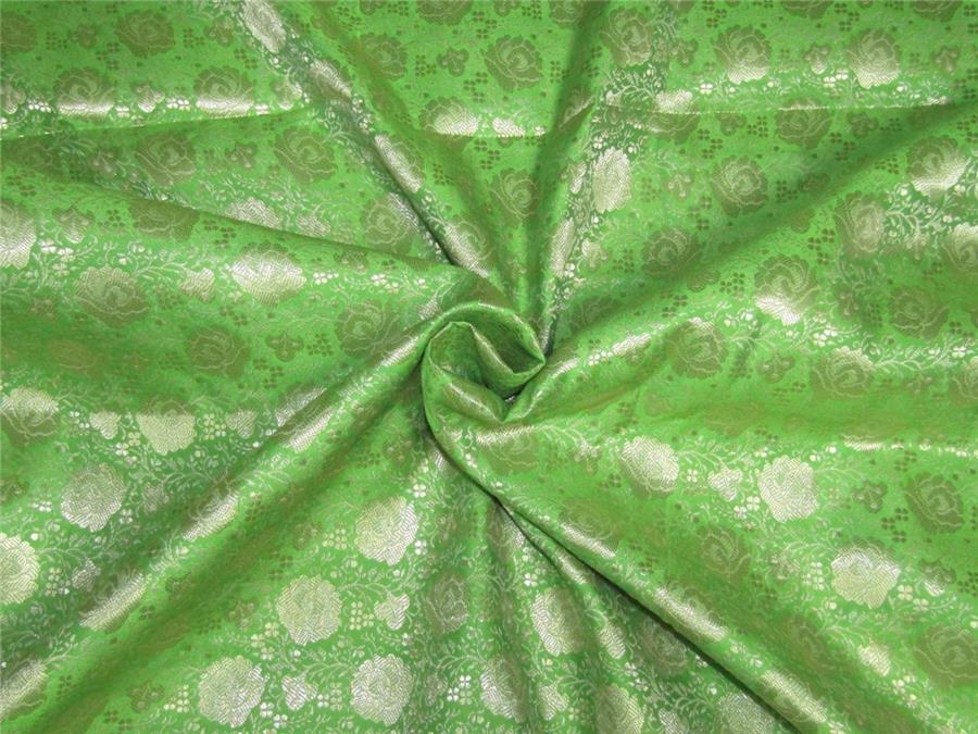 Brocade fabric green x metallic gold color 44&quot;