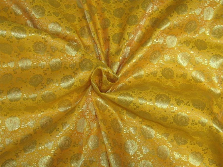 Brocade fabric Bright yellow x metallic gold color 44&quot;