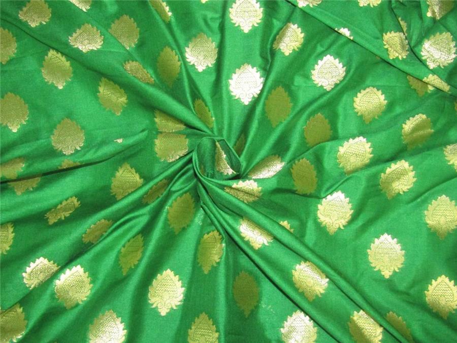 Brocade fabric Green x metallic gold color 44&quot;Wide