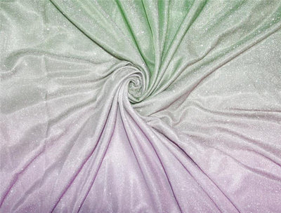 Green/Lavender x Silver color Ombre shimmer Lycra fabric ~ 58&quot; wide.