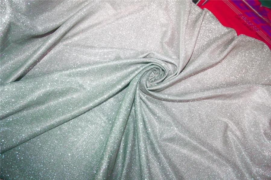 Sea Green x Silver color Ombre shimmer Lycra fabric ~ 58&quot; wide.