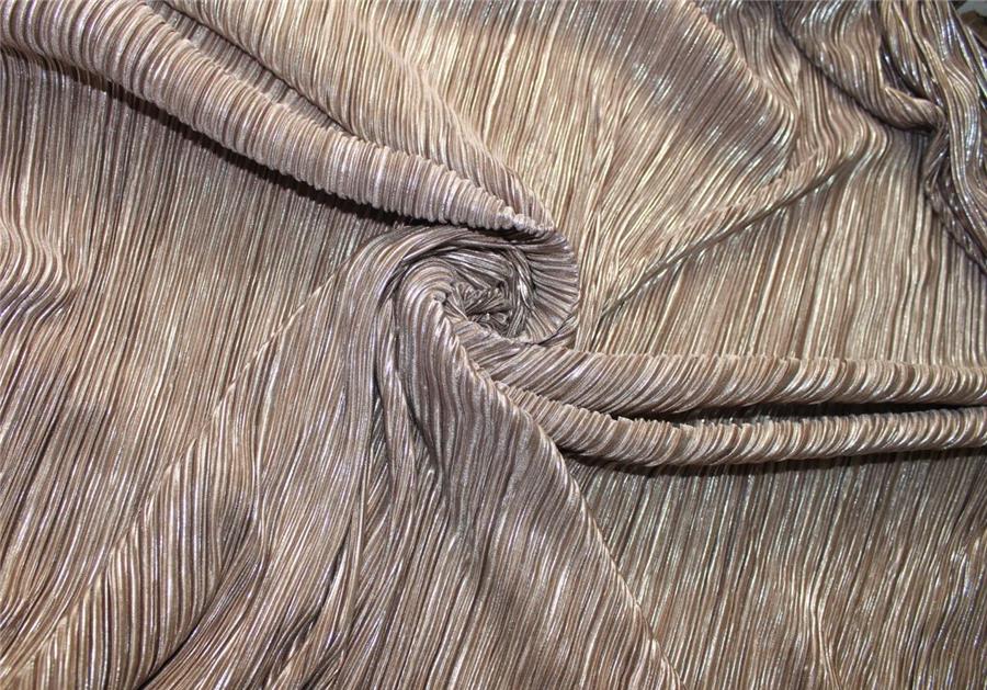 Brown x Silver Lurex Pleated Fabric ~ 58&quot; wide