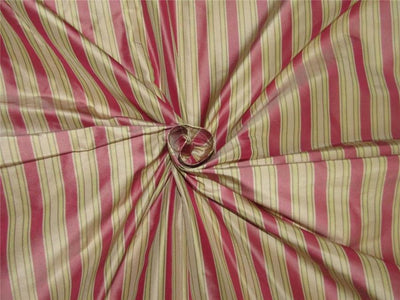 Silk Taffeta Fabric Pink x gold stripes TAFS156[3] 54&quot; wide