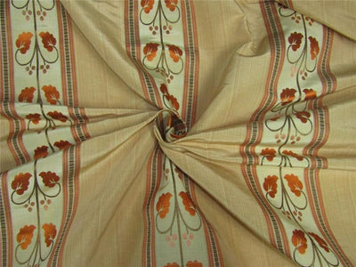 100% silk taffeta jacquard stripe gold X orange with brown color 54" wide TAFSJ5
