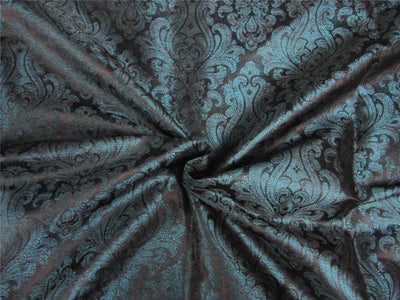 Brocade Fabric Teal x black Color 44" wide BRO652[1]