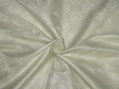 Brocade Fabric ivory white and gold Color 56" wide BRO653[1]