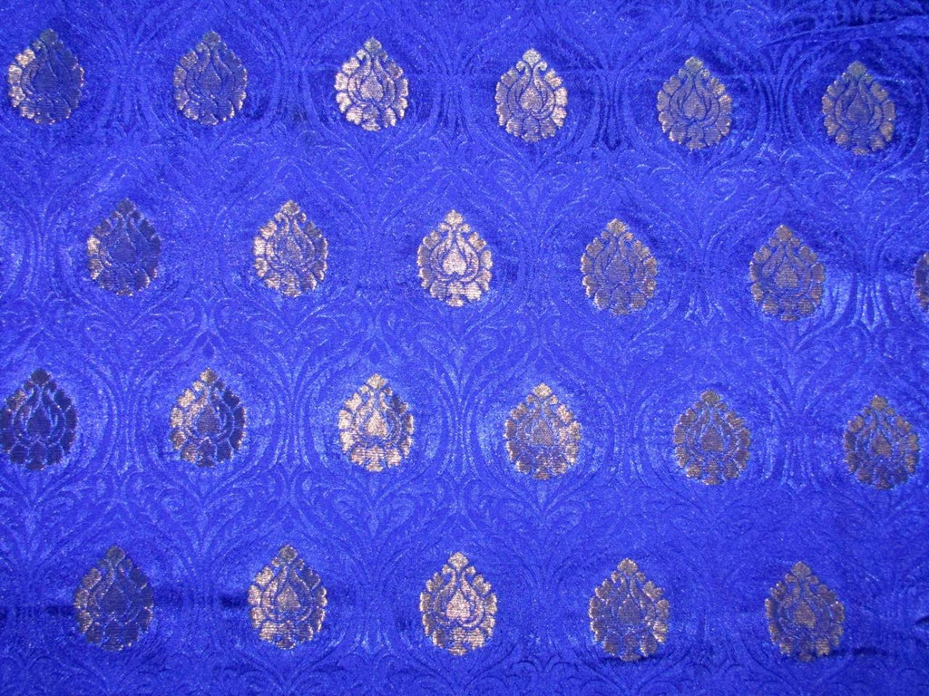 Brocade Fabric Royal blue x gold 44&quot; wide